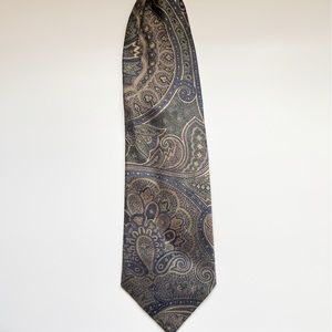 Vintage JZ Richards Gray Silver Bohemian Paisley Silk Tie celestial whimsigoth